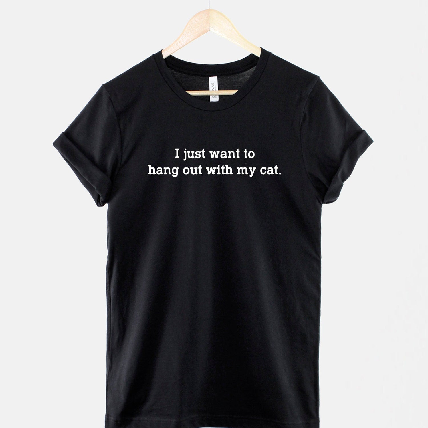 Cat Lover T-Shirt: Hang Out With My Cat, Ring Spun Cotton