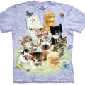 The Mountain Purple 10 Cats Tie Dyed Tee | Cute Kittens Cotton Shirt | Purring Meow Adult T-Shirt