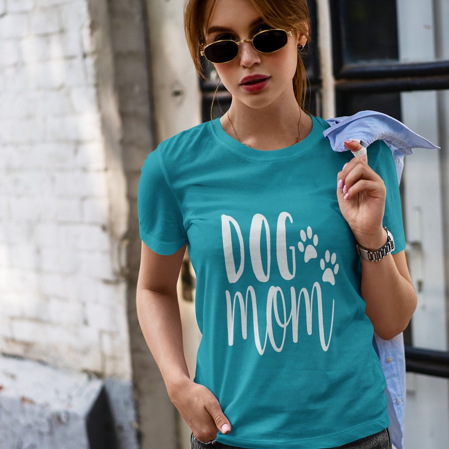 Dog Mom T-Shirt - White Type, Dog Mom Gift, 100% Soft Cotton Tee, Dog Lover's Gift, Cotton Tee Shirt