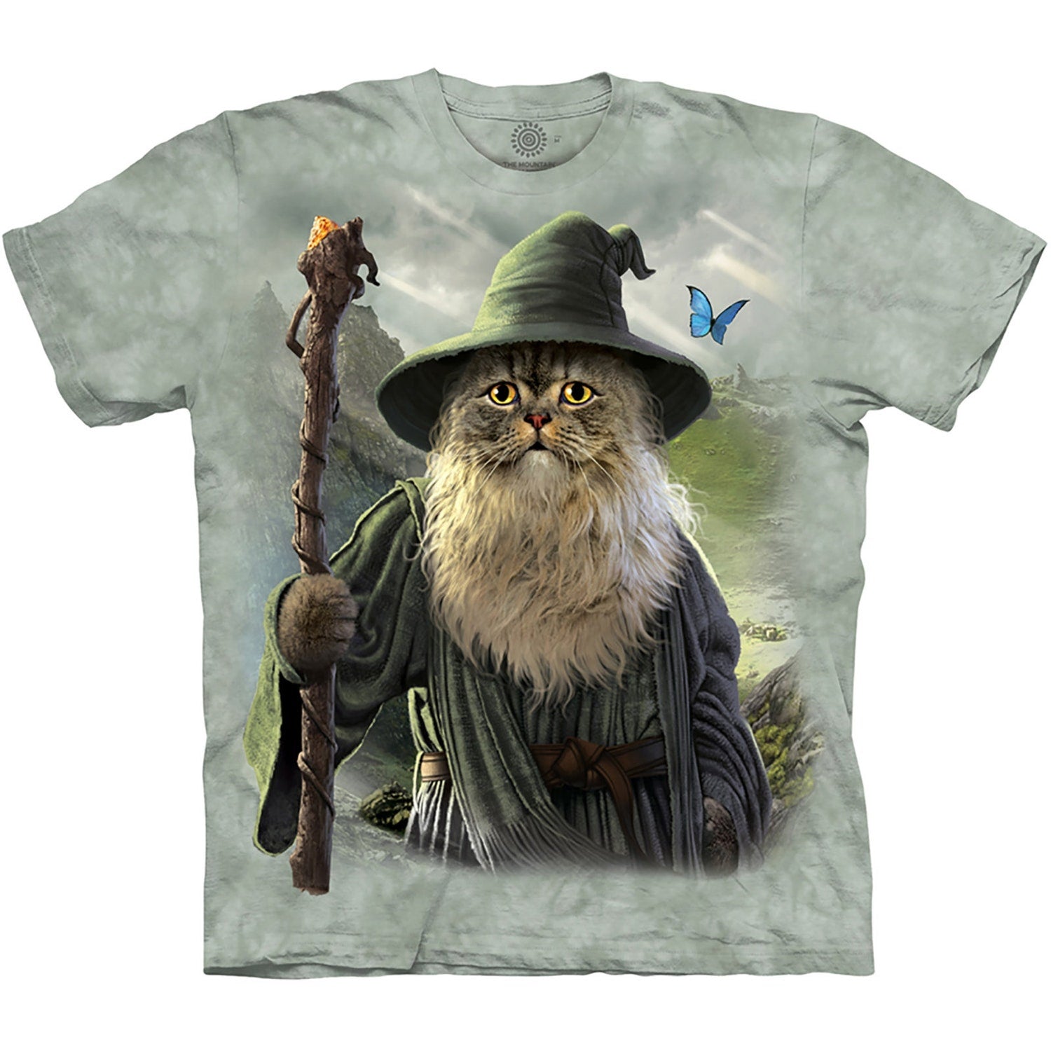 Cats Kittens Kitty Catdalf Frodo Lord of the Rings Gandalf Staff You Shall Not Pass Wizard Magic Cute Adult The Mountain T-Shirt S-3X