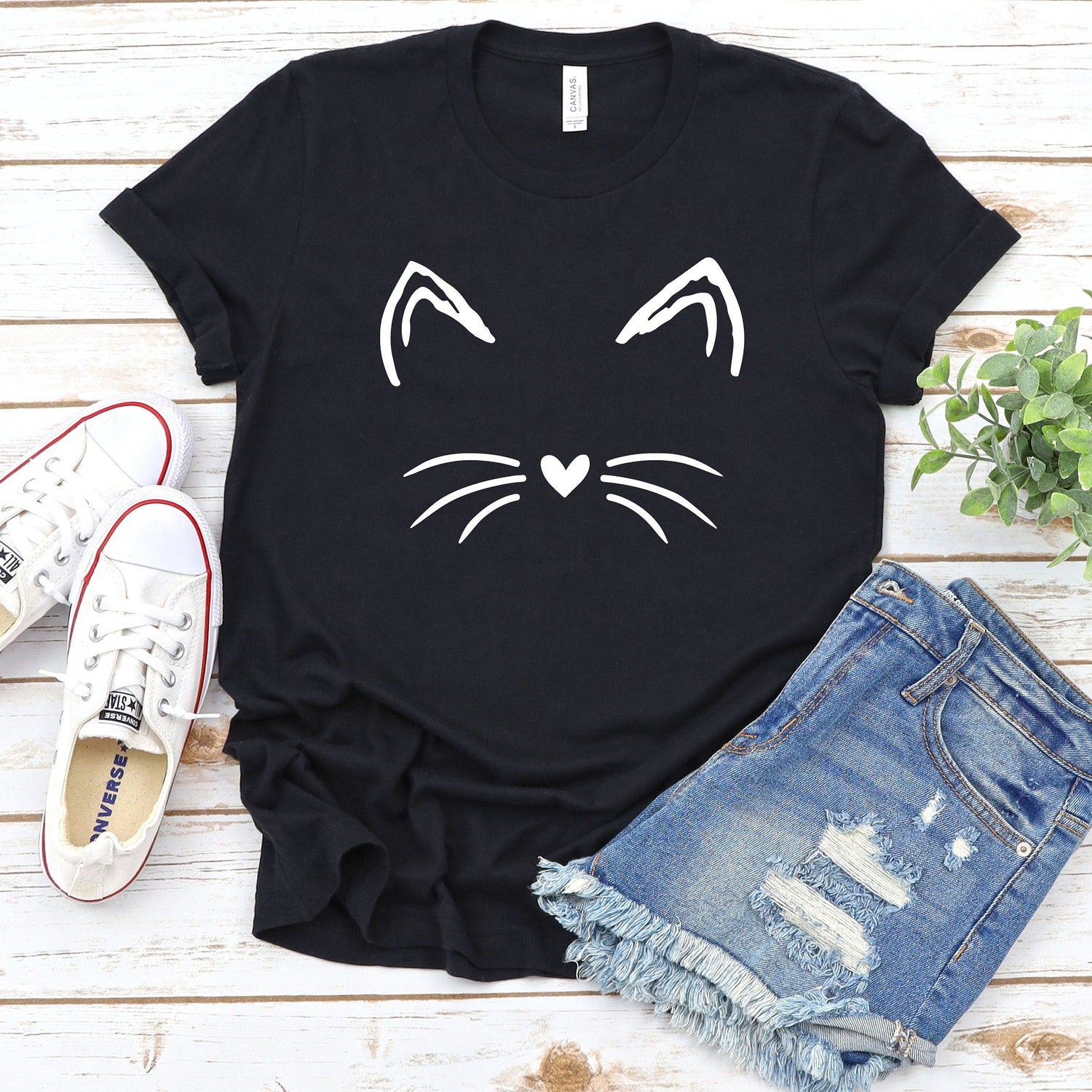 Cat Shirt, Kitty Kitten T Shirt, I Love Cats, Funny Present, Animal Lover T-shirt, Whiskers Face, Cat Lover, Cute Cat Shirt, Women, Girl Tee