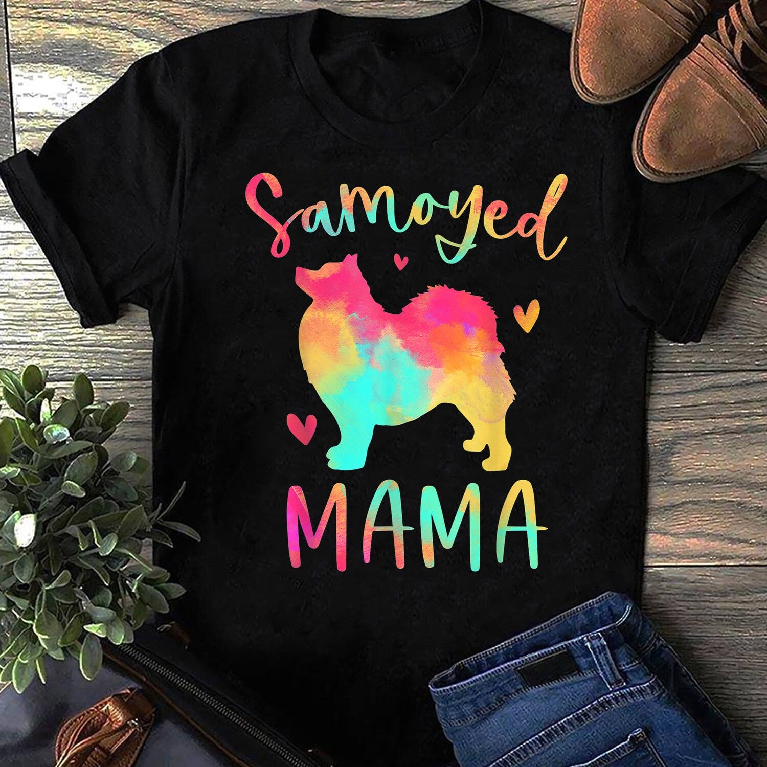 Samoyed Mama Colorful Samoyed Gifts Dog Mom T-Shirt - Samoyed Gift, Samoyed T-shirt, Womens Graphic Tee, Dog Dad, Dog Lover Gift, Dog Mom