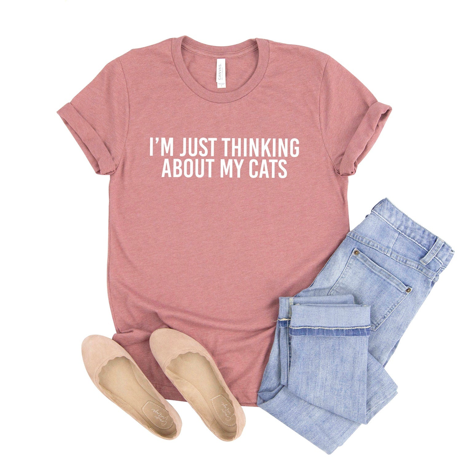I'm Just Thinking About My Cats Shirt - Cat Mom Gift, Cat Lover Tee