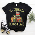 Books and Cats T-Shirt | Cute Cat Book Reader Gift | Librarian Teacher Appreciation