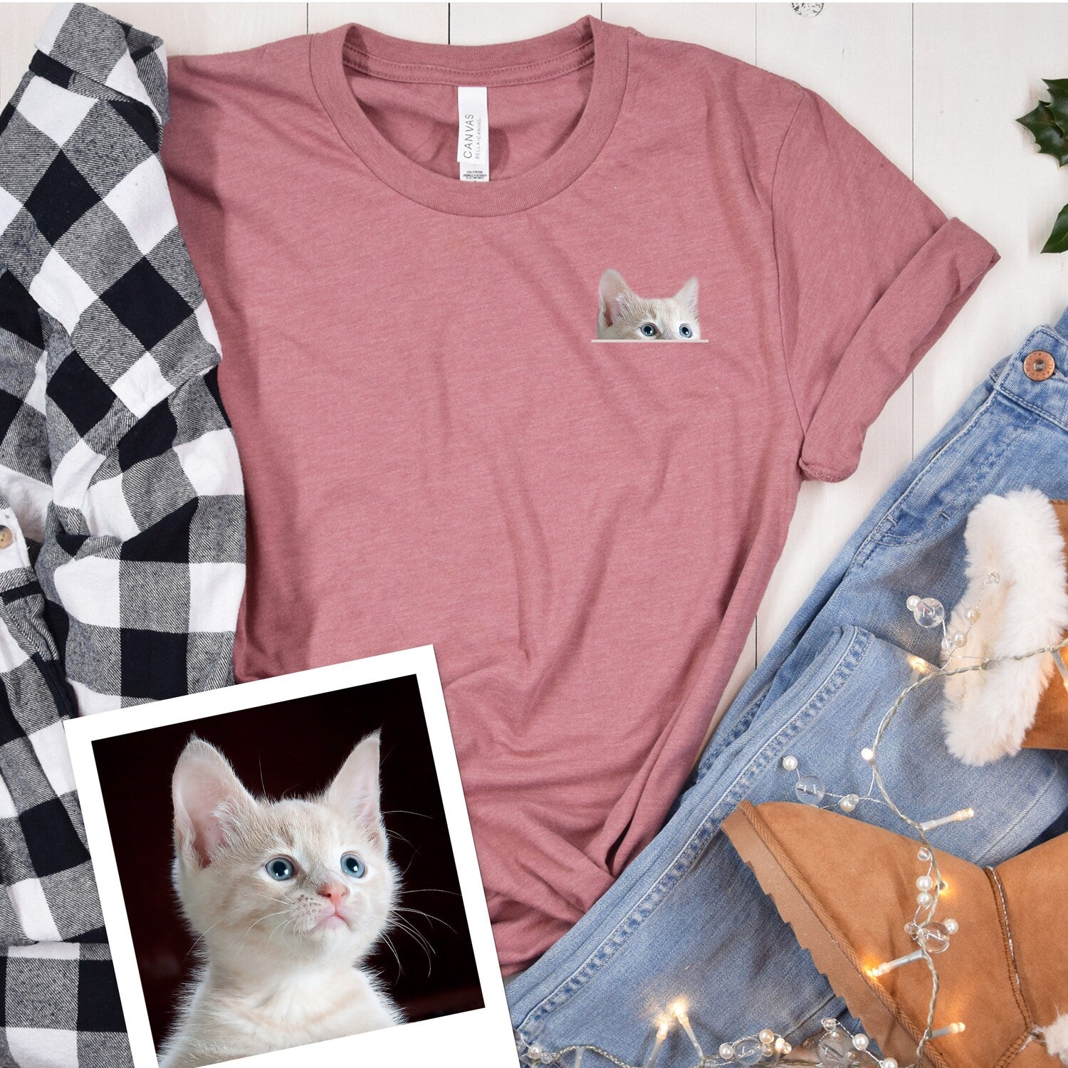 Custom Pet Face T-Shirt | Personalized Cat Mom Gift | Unique Custom Apparel