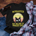 Introverted Cat Lover T-Shirt: Funny Retro Vintage Design