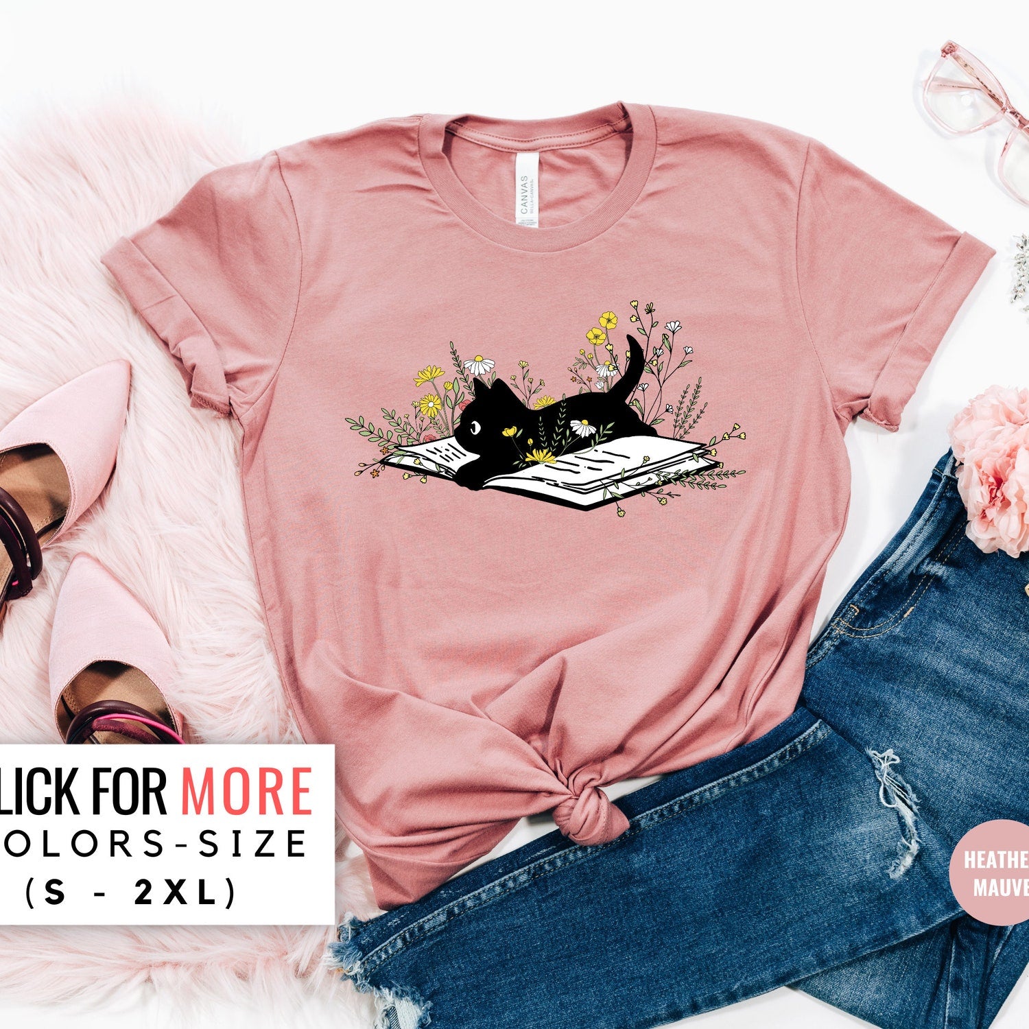Cute Book Cat Shirt - Cat Shirt - Cute Reading Shirt - Books Shirt - Cute Cat Shirt - Reading Shirt - Book Lover