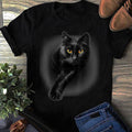 Black Cat Yellow Eyes T-Shirt Unisex Cat Lover Gift