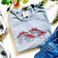 Mushroom Cat Embroidered Cotton Tee Cat Lover Gift
