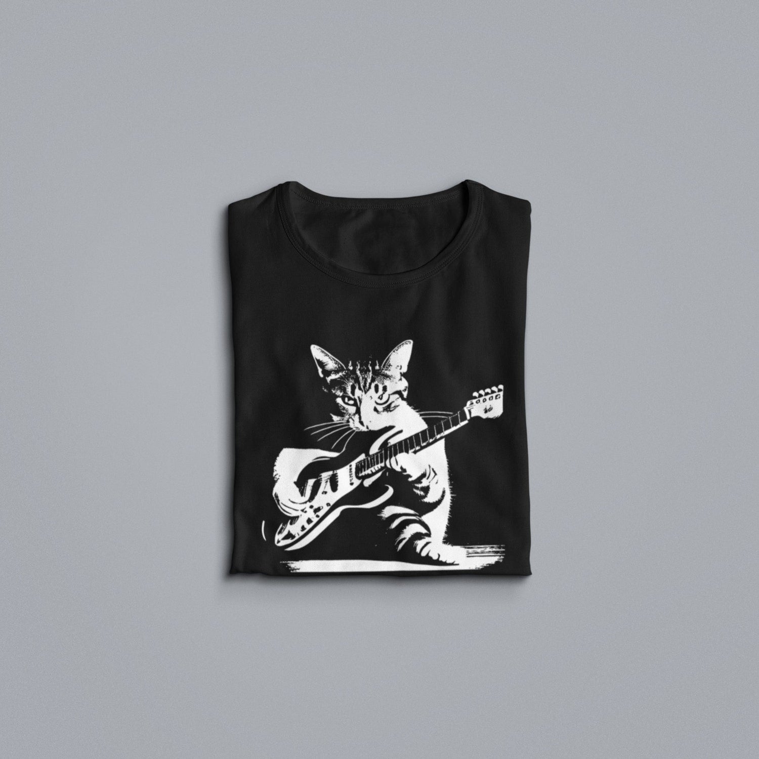 Cat Playing Guitar Shirt, Guitar Kitty Tshirt, Music Tee, Funny Guitar Shirt Acoustic Electric Bass Player For Men Women Rock Band