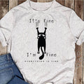 Its Fine Im Fine Black Cat Lover T-Shirt Pet Owner Gift