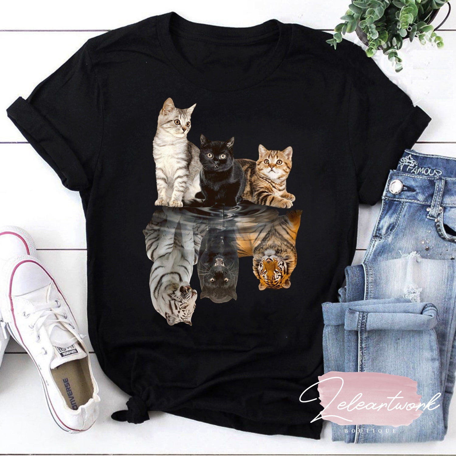 Cat Always Believe In Yourself T-Shirt, Funny Cat Reflection Tiger Shirt, Cute Cat Shirt, Cat Lover Shirt