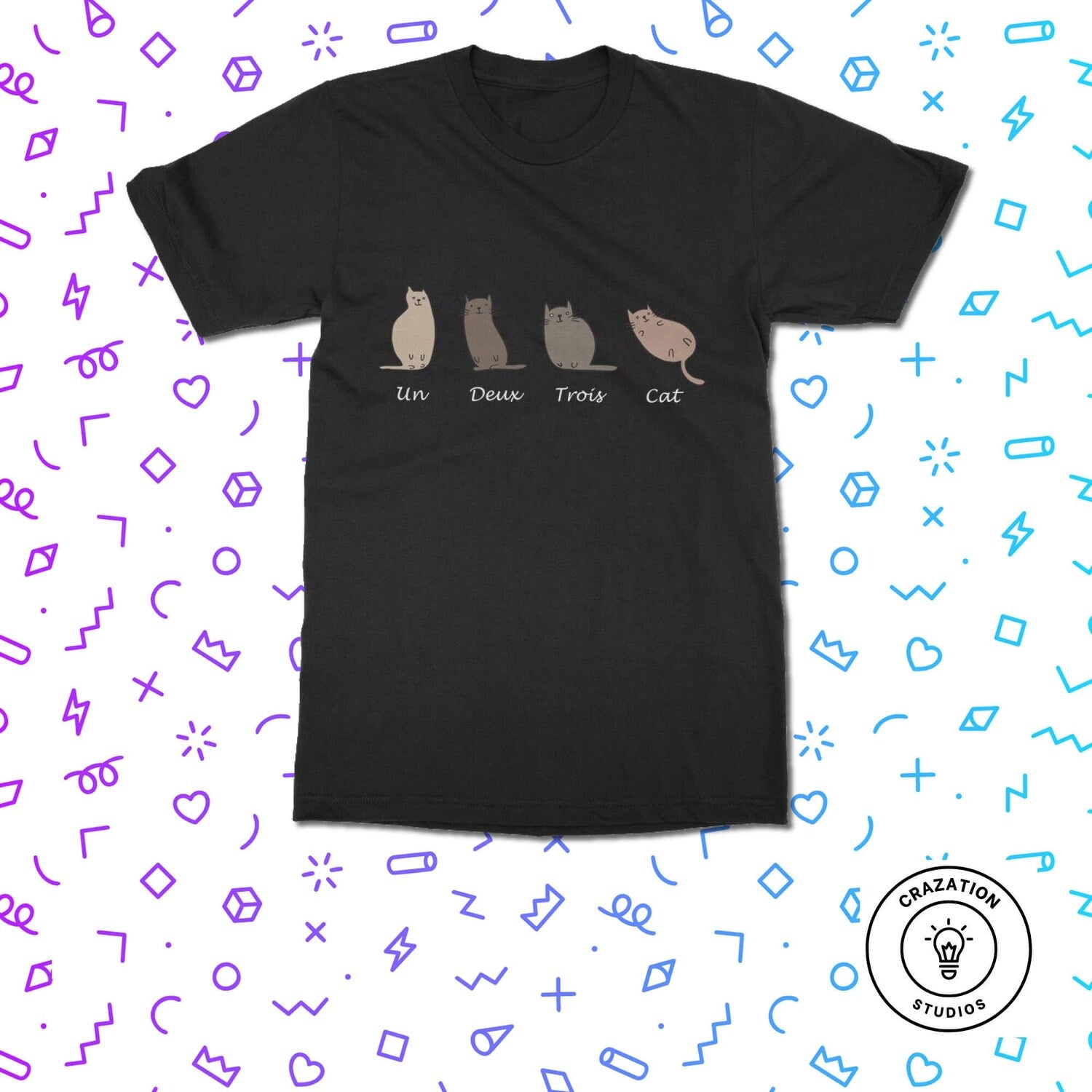 Cat Shirt | French Un Deux Trois Cat T-Shirt | Women's Cat Lover Gift