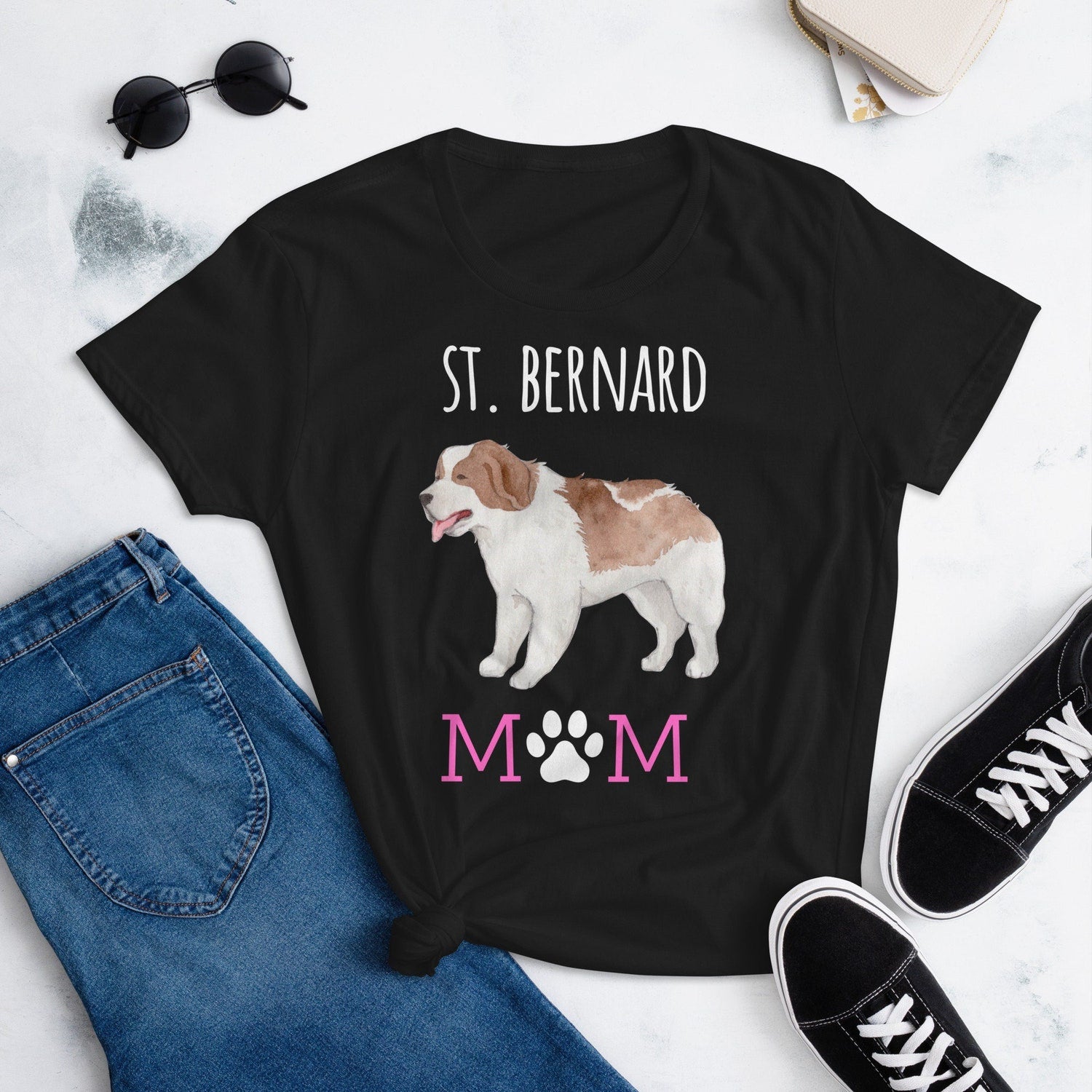 St. Bernard Mom Shirt for Women, Dog Mom T-Shirt, Saint Bernard Owner Gift, Dog to Mom Shirt, Dog Lover Gift for Her, St. Bernard Mama Tee