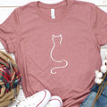 Sitting Cat Outline T-Shirt | Simple Cat Lover Gift Tee | Minimalist Feline Graphic
