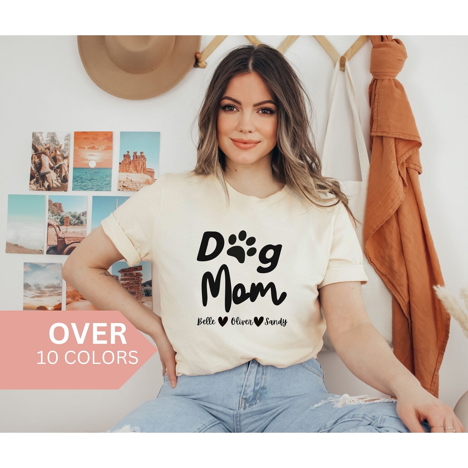 Custom Dog Mom Shirt, Personalized Dog Name T-shirt, Custom Pet Name Tshirt, Dog Shirt with Names, Dog Lover T shirt, Dog Mom Tee
