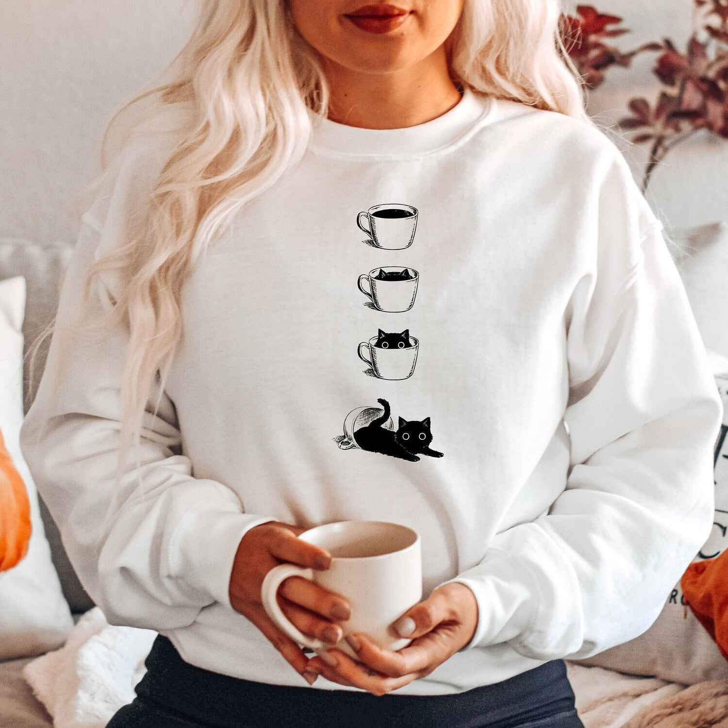 Cat Sweatshirt,Ghost Shirt,Black Cat Shirt,2023 Spooky Seas,Cool Halloween Cat Shirt,Cat Lover Tshirt,Halloween Sweater,Halloween Sweatshirt