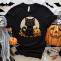 Black Cat Halloween T-Shirt - Funny Pumpkin Costume Tee for Cat Lovers
