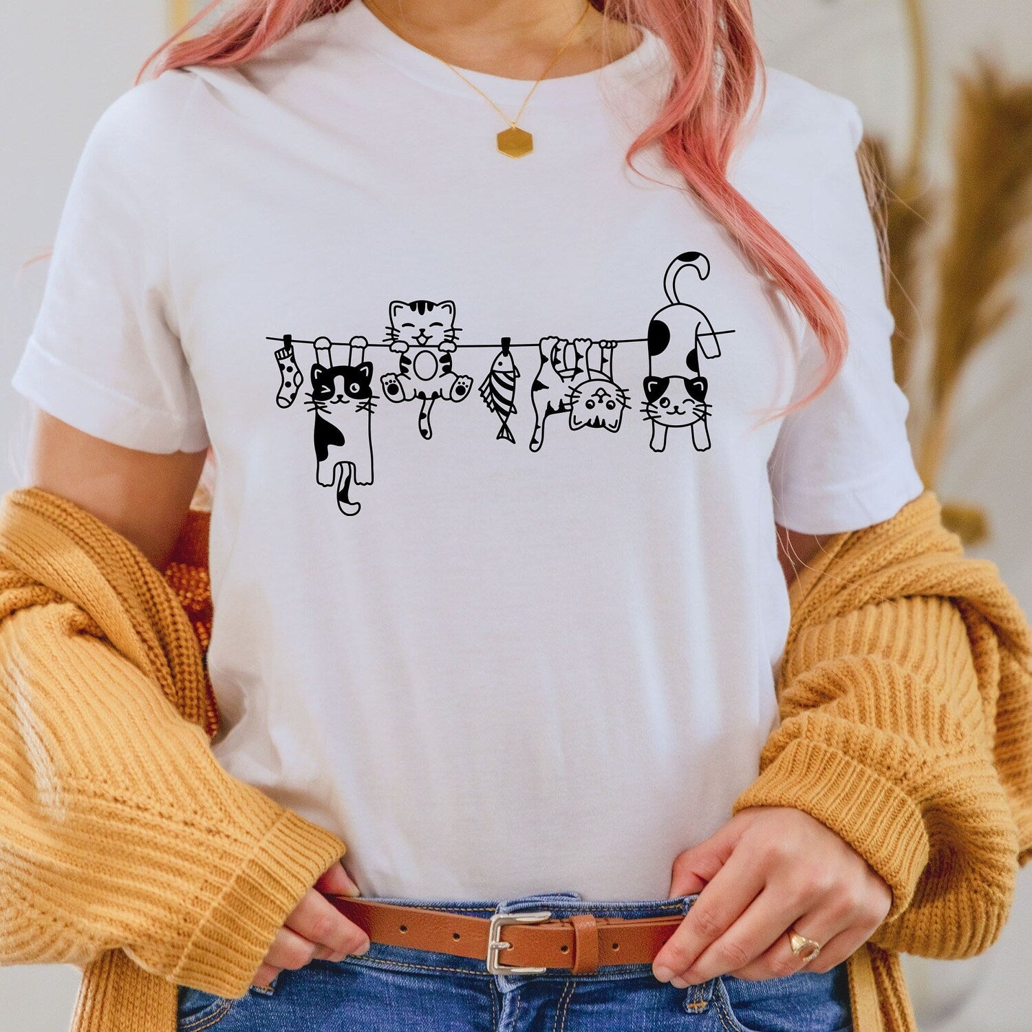 Cat Laundry Shirt, Hanging Cats, Cute Cat Shirt, Funny Cat Shirt, Cat Lover Gift, Cat Mom Shirt, Crazy Cat Shirt