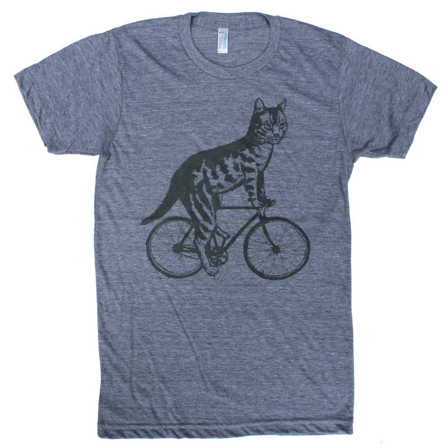 Bicycling Cat T-Shirt: Hand Screen Printed Unisex Tee