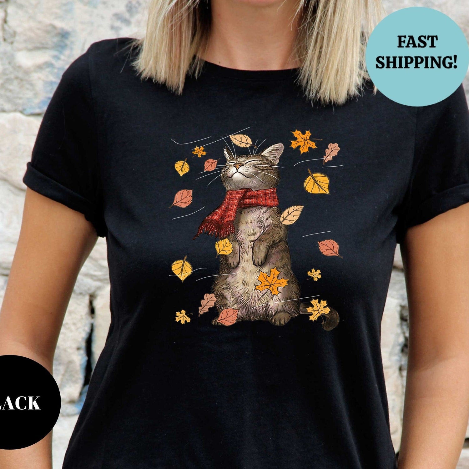 Autumn Fall Cat Shirt - Funny Thanksgiving Cat Lover Tee