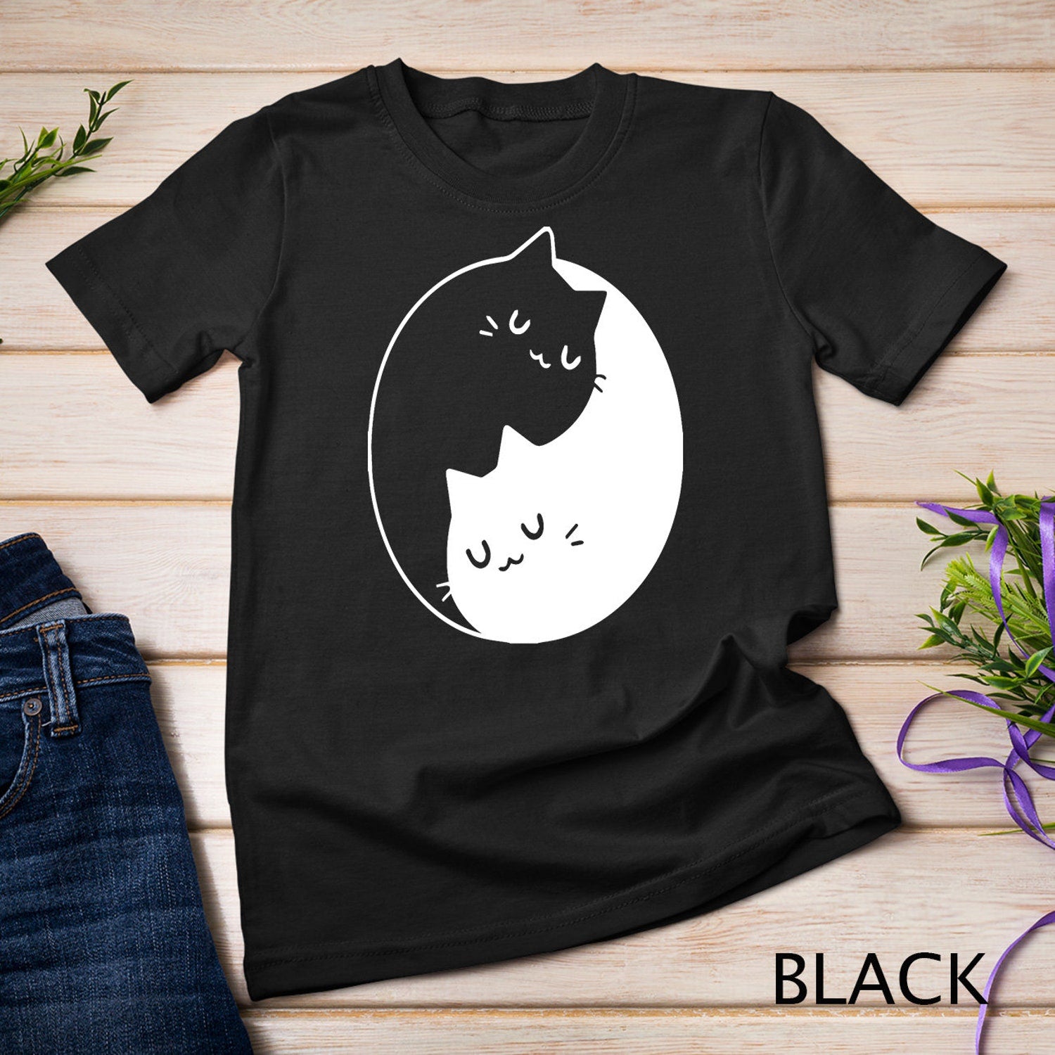 Yin Yang Cat Meditation Yoga T-Shirt - Cat Lover Sweatshirt for Zen Practice
