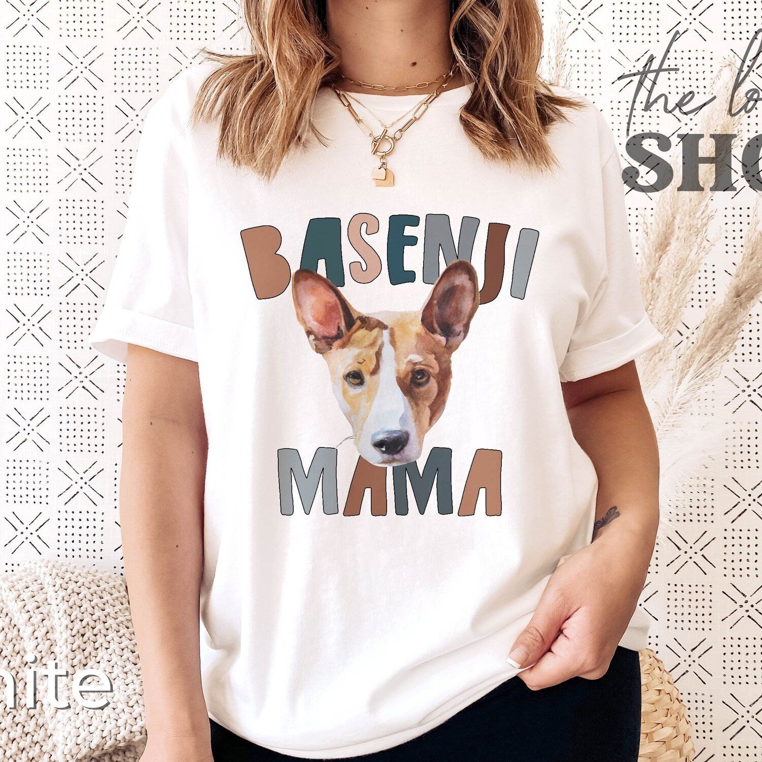 Boho Basenji Mama Shirt: Custom Dog Mom T-shirt