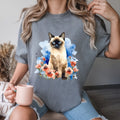 Comfort ColorsÂ® Nature Lover T Shirt, Floral Cat Shirt, Cat Mom Shirt, Cute Cat Shirt, Flower Shirt, Cat Lover Gift, Animal Lover T Shirt