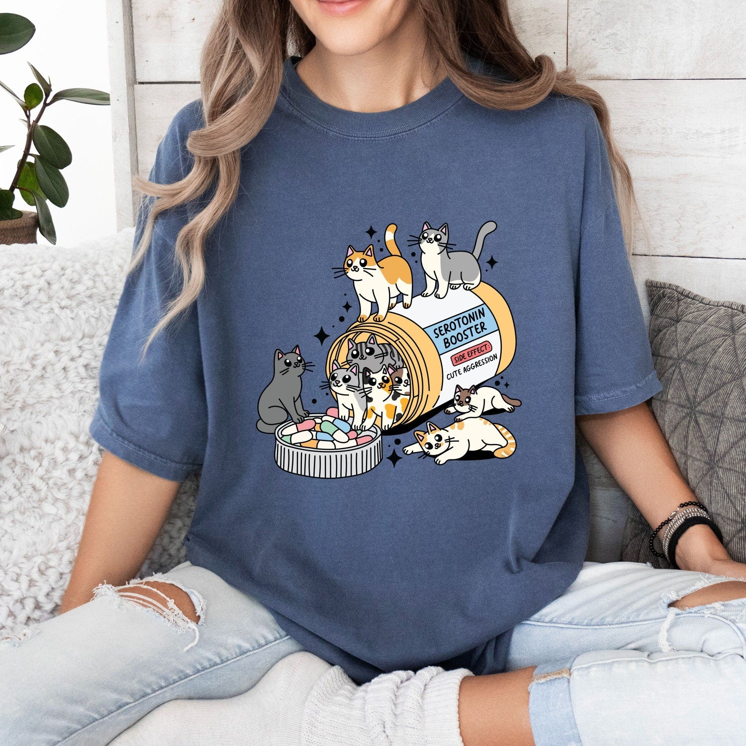 Comfort ColorsÂ® Serotonin Booster Cat Shirt, Cat Lover Shirt, Cat Mom Shirt, Cat Owner Shirt, Gift For Cat Lover, Mental Health Shirt