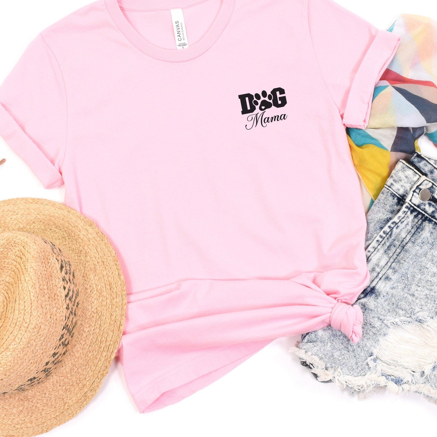 Dog Mom T-Shirt: Unisex Jersey Tee with Pocket Design