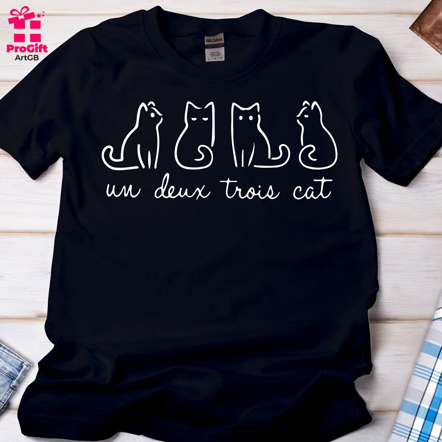Un Deux Trois Cats Tshirt, French Cat Tshirt, Cat Mom Shirt, Gift for Animal Lover Shirt, Cat Lover Shirt, Women Cat Lover, Gift for Mom, Q3