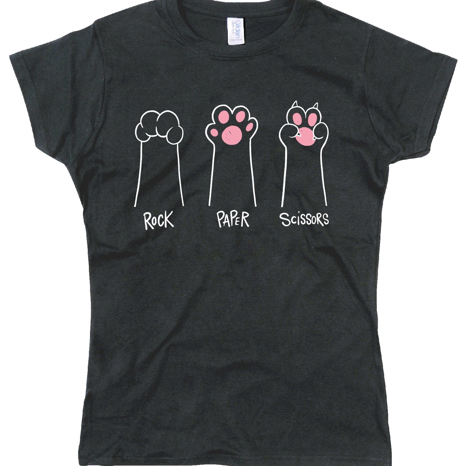 Funny Cat Paws Rock Paper Scissors T-Shirt | Women's Cotton Tee | Playful Graphic