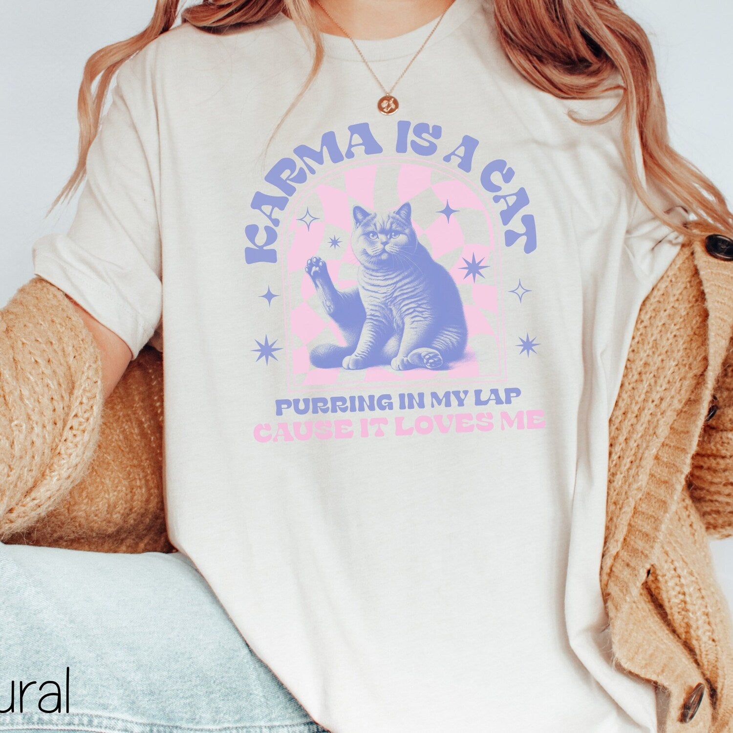 Karma Is A Cat Shirt,Cat Lover T-Shirt,Kitten TShirt,Lyric Merch,Cat Lover Gift Tee,Merch Outfit,Animal lover shirt,Karma T-Shirt,Women Tees