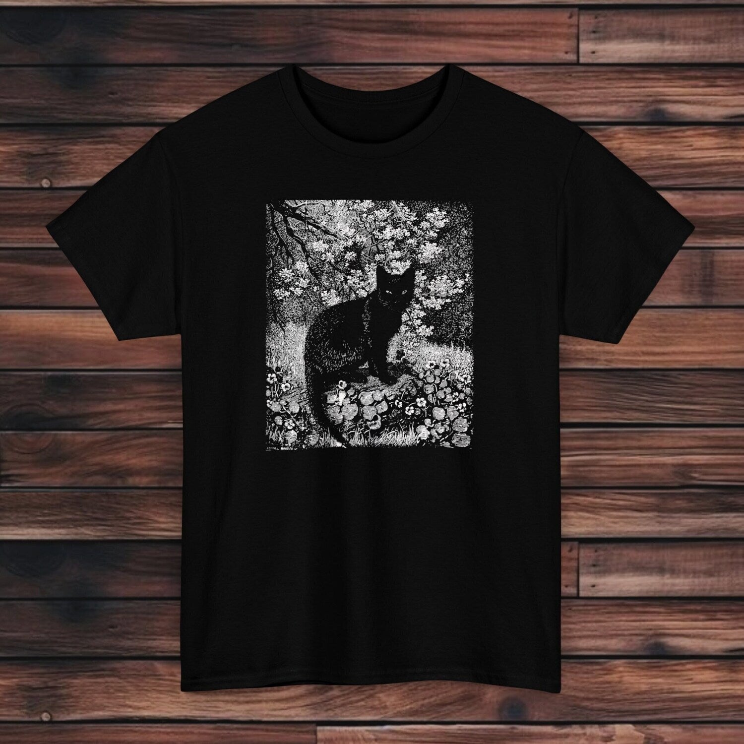 The Witch Black Cat T-Shirt, Gothic Modern Art Tee, Witchcore Cat Lover Gift Shirt