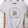 Easily Distracted By Cats and Books Shirt, Book Lover Tshirt, Cat Mama Shirt, Cat Lover T-Shirt, Reading Shirt, Cats and Books Shirt