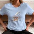 Pastel Cat Shirt - Floral Kitty Graphic Tee, Minimalist Gift for Cat Lovers