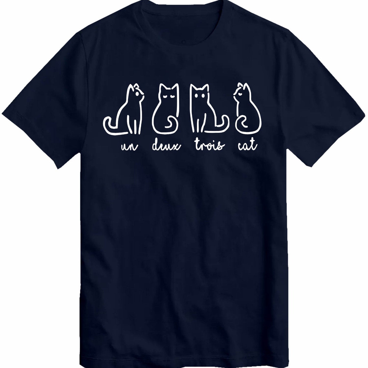 Un Deux Trois Cat T-Shirt French Cat Cute Crazy Cat Lover TShirt Kitty Shirt Tee Top
