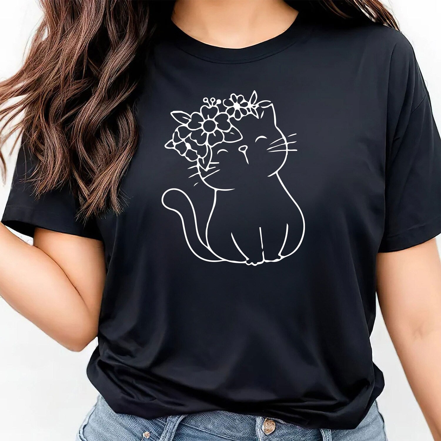Un Deux Trois Cat shirt, Gifts for Cat Lovers, Cat tee shirt, Cat Tee, Cat shirts, Cat t shirt, dad cat shirt, cat mom shirt, Floral Cat