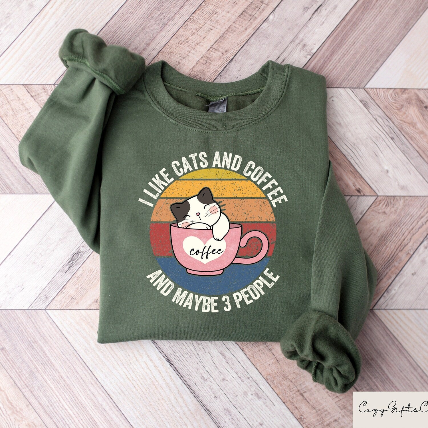 I Like Cats and Coffee Sweatshirt - Funny Cat Mom Coffee Lover Gift