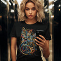 Cat Art T-shirt - Abstract Cute Cat Mom Tee, Animal Lover Gift