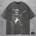 Rock Cat Playing Guitar Vintage Shirt, Retro Funny Guitar Cat T-Shirt, Cat Lovers, Rock Lovers Gift, Funny Gift, Rocker Oversized Shirt