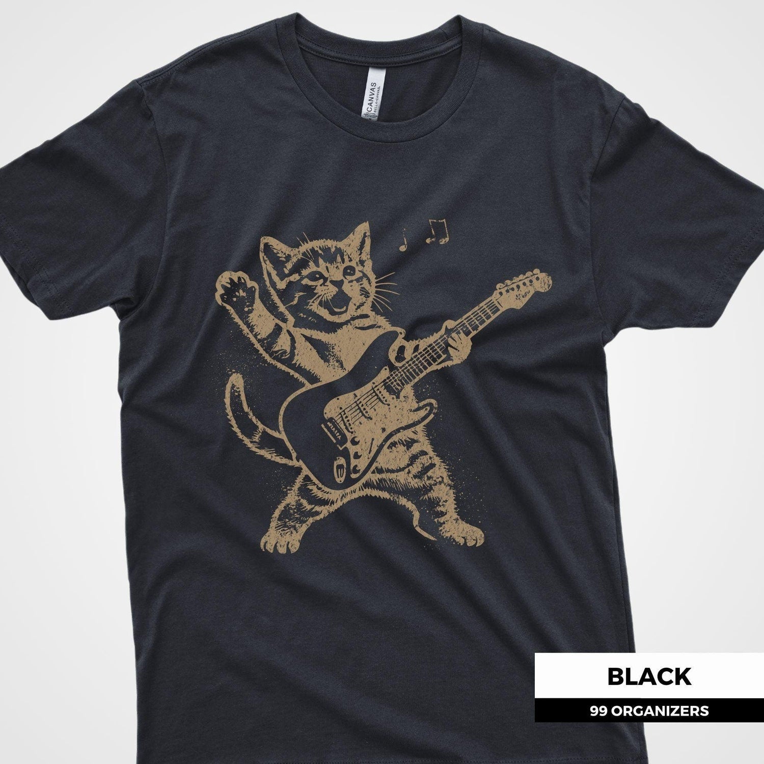 Funny Guitar Cat T-Shirt: Retro Rock Kitten Graphic Tee