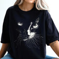 Oversized Cat Face T-Shirt: Soft-Washed Cotton, Trendy Cat Lover Tee