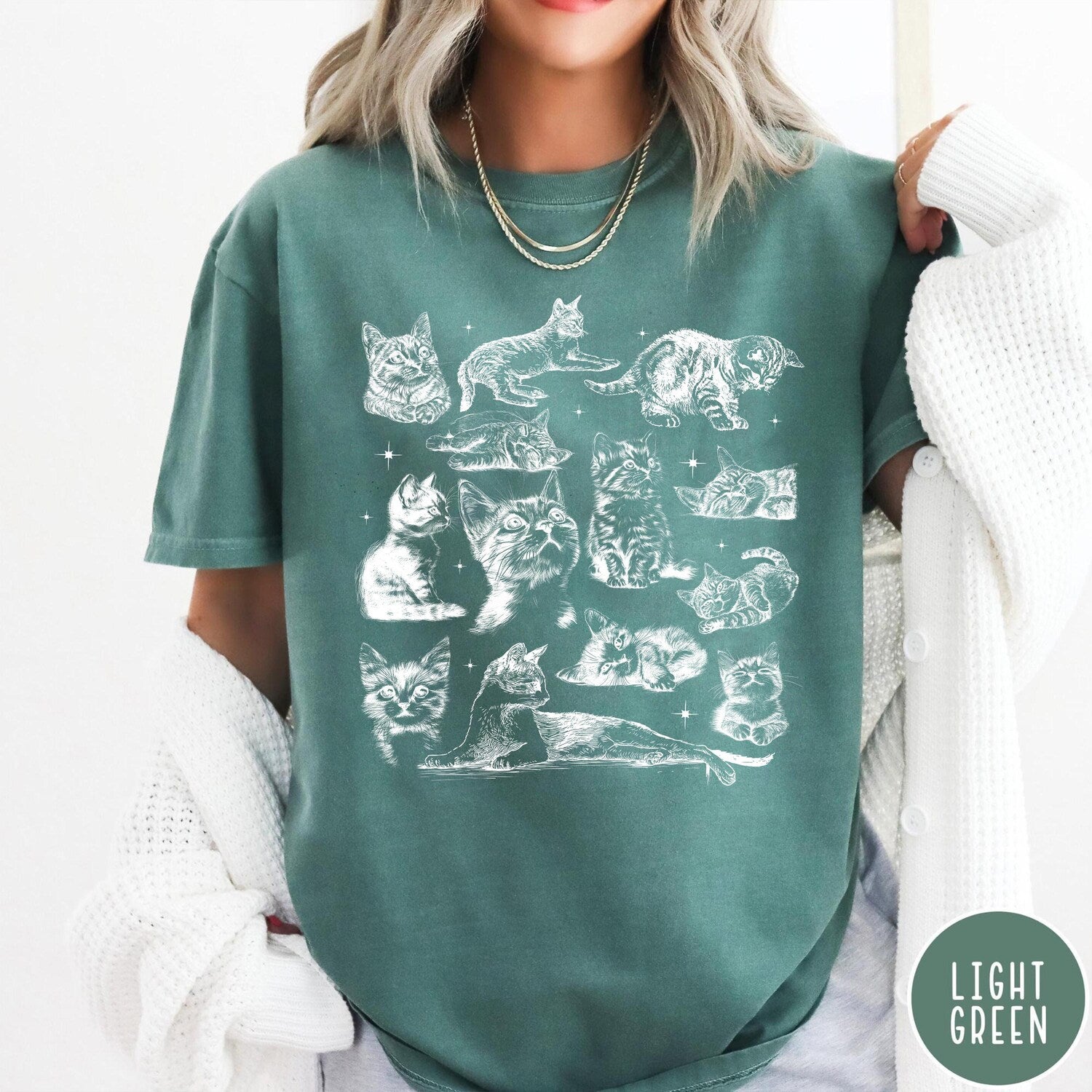 Cat Shirt, Vintage Cat Shirt, Cat Mom Tee, Cat Dad Gift, Kitten Silhouette T-Shirt, Gift For Cat Lover