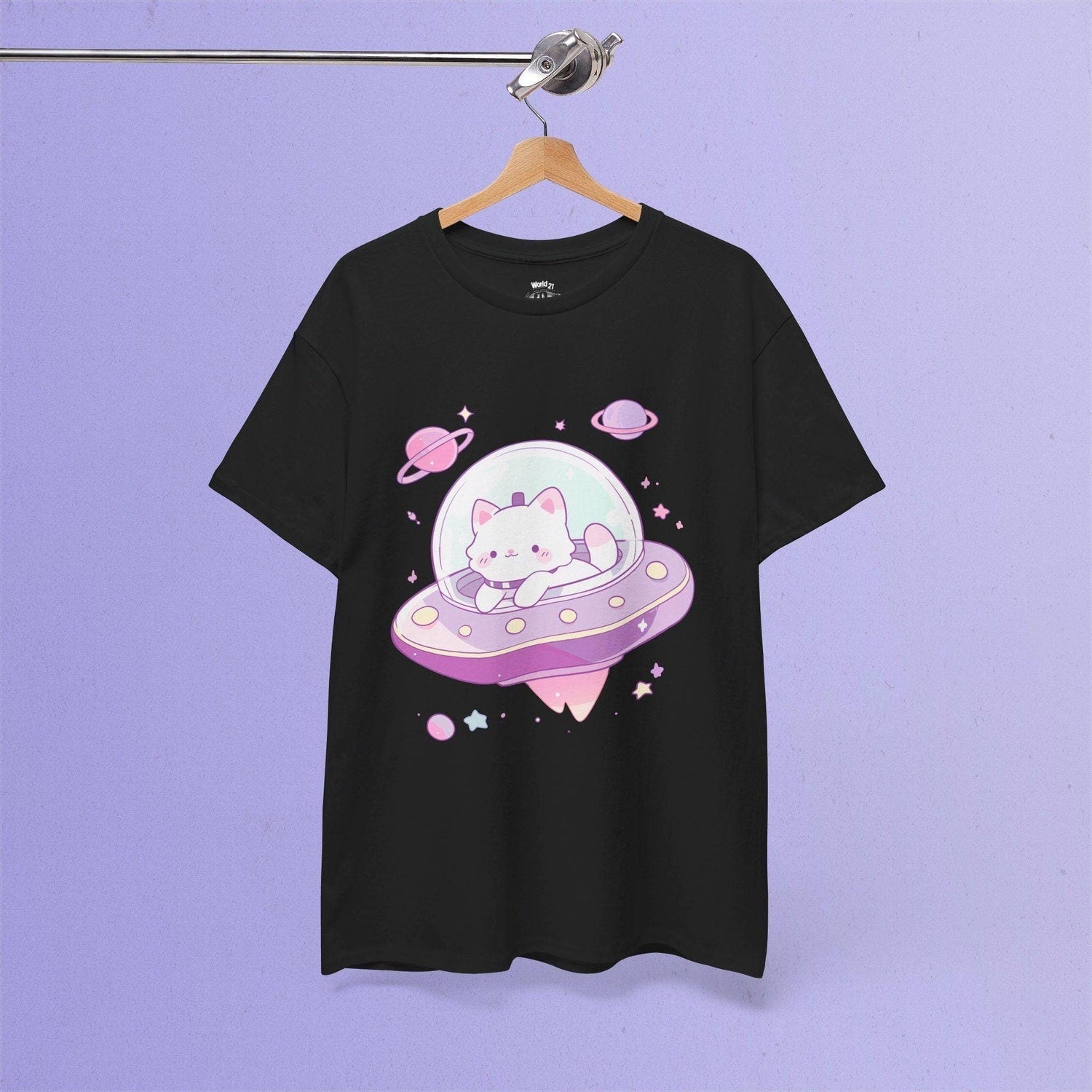 Space Cat UFO T-Shirt: Kawaii Pastel Goth Kitty Tee