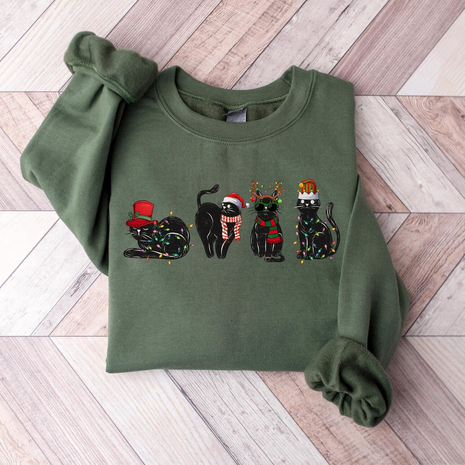Christmas Black Cat Sweatshirt, Cute Cat Christmas Sweatshirt, Cat Lover Gift For Christmas, Womens Christmas Sweatshirt, Cat Mommy Shirt