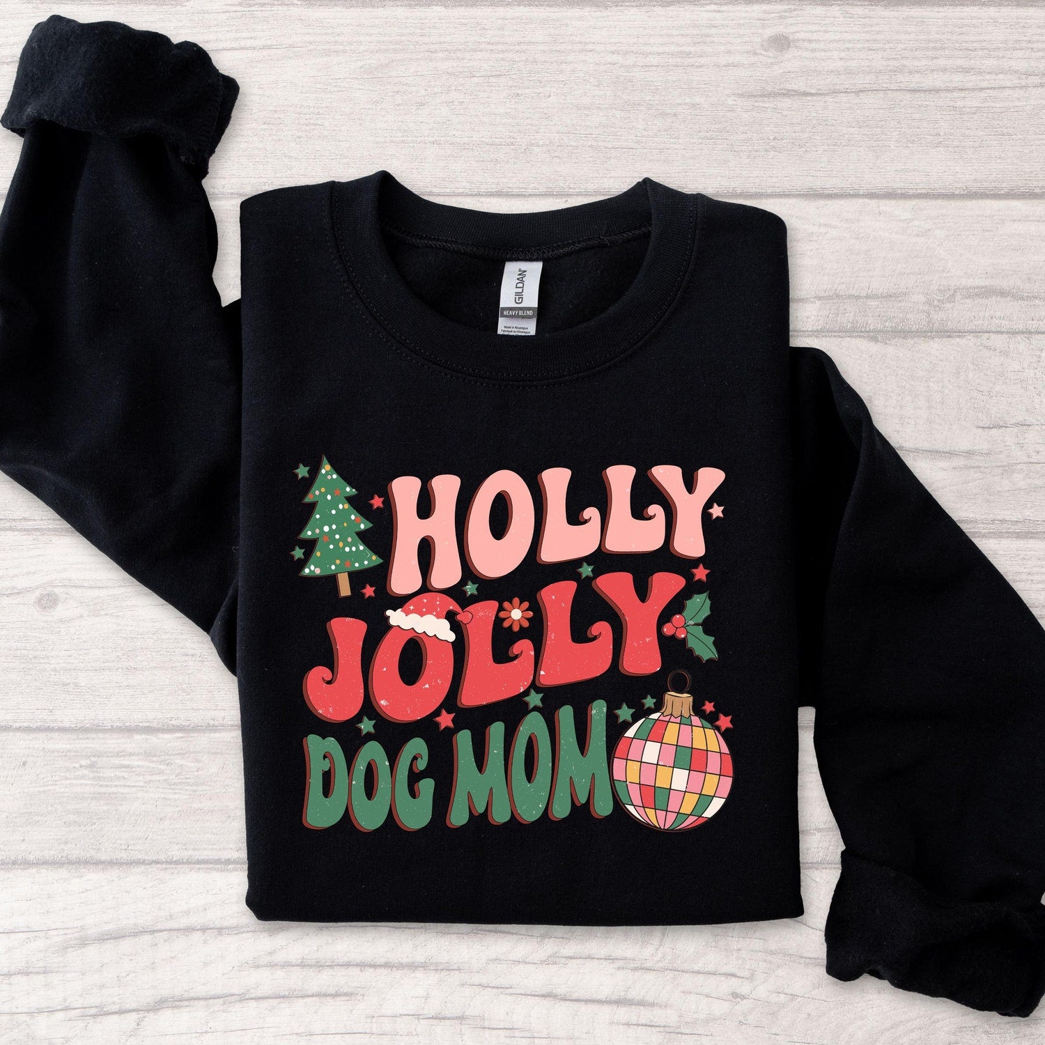 Holly Jolly Dog Mom Christmas Sweatshirt: Unisex Holiday Sweater