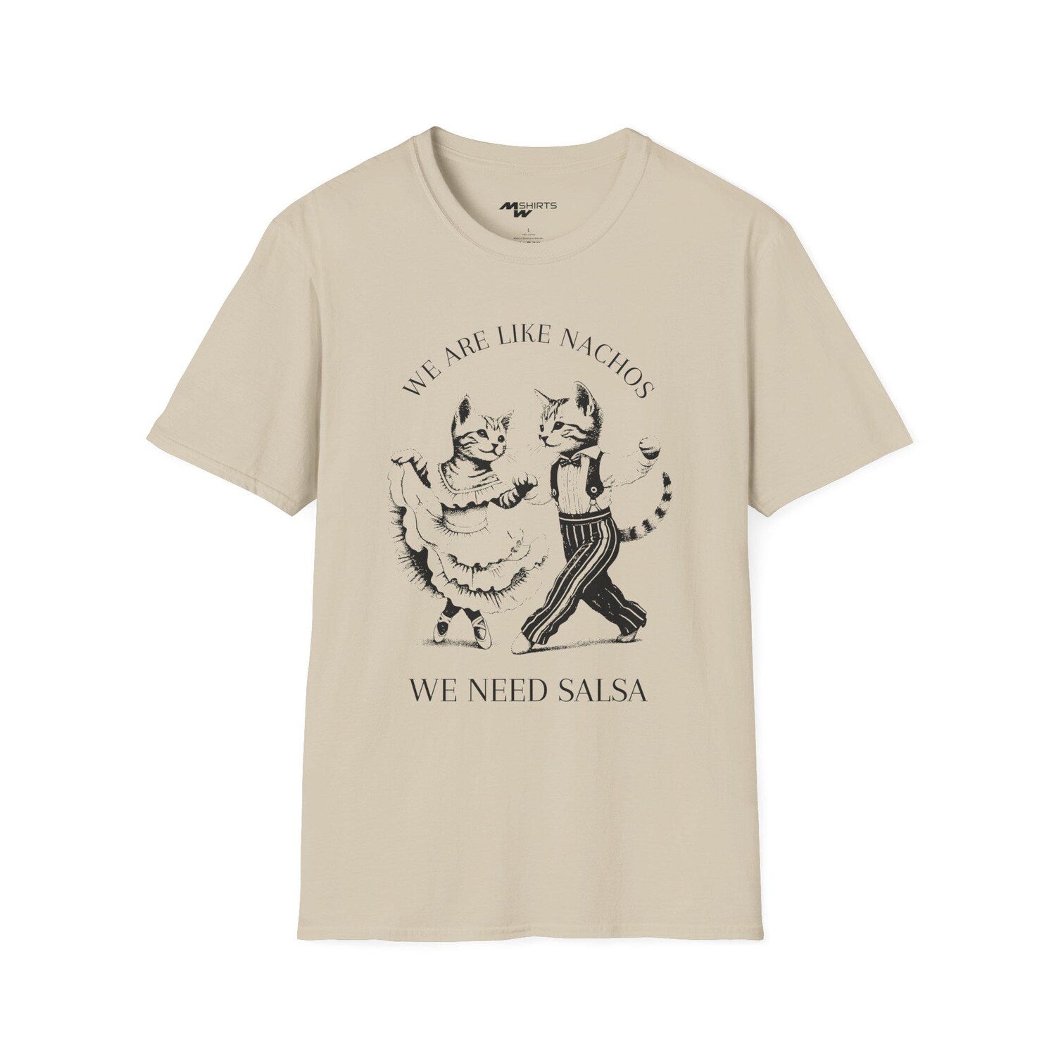 Dancing Kittens Salsa T-Shirt: Engraving-Style Cat Lover Tee