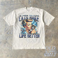 Cats Make Life Better Retro Graphic T-Shirt, Vintage 1940 Pop Women Cat T Shirt, Vintage Kitten Lovers Shirt, Nostalgia Cat Bootleg Shirts