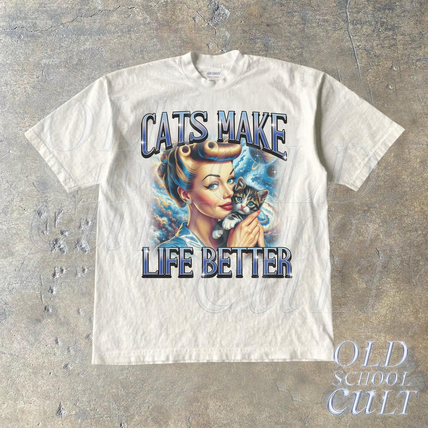 Cats Make Life Better Retro Graphic T-Shirt, Vintage 1940 Pop Women Cat T Shirt, Vintage Kitten Lovers Shirt, Nostalgia Cat Bootleg Shirts
